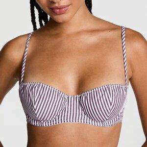 NWT Victoria's Secret Pink Wild Rose Stripe Print Cotton Unlined Balconette Bra